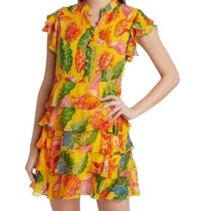 NWT Farm Rio Beaks & Bananas Ruffle Mini Dress - Sz S